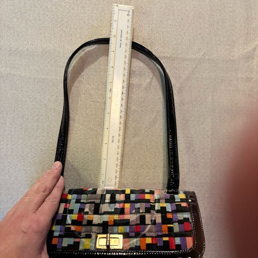 CHANEL Multicolor Mademoiselle Velvet Shoulder Bag, Patent Trim & CC Turn-Lock - Picture 13 of 16